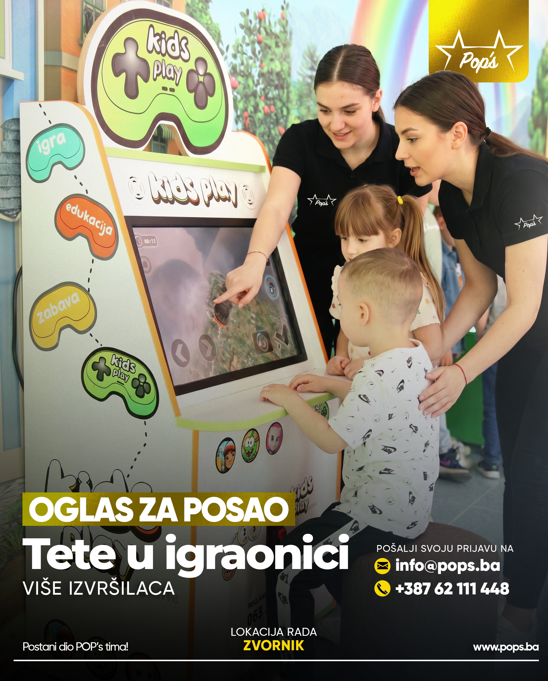 POP'S Zvornik zapošljava: Otvoren konkurs za rad u igraonici