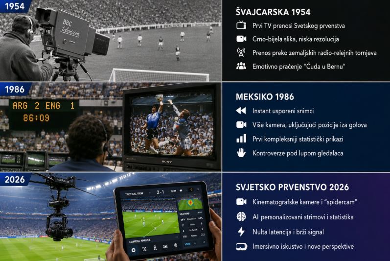 Od prvog TV prenosa Svjetskog prvenstva do 2026. godine: Kako se promijenio način na koji gledamo fudbal
