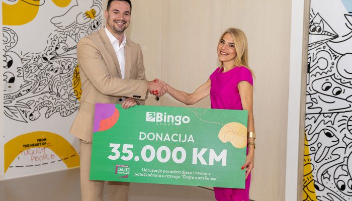 Bingo Group donirao 35.000 KM za unapređenje uslova u Dnevnom centru Udruženja „Dajte nam šansu“