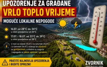 Civilna zaštita Zvornik: Pred nama novi toplotni talas, temperature do 39 stepeni, moguće i lokalne nepogode