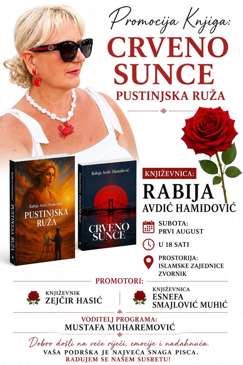 U Zvorniku promocija knjige „Crveno sunce i pustinjska ruža“ autorice Rabije Avdić-Hamidović