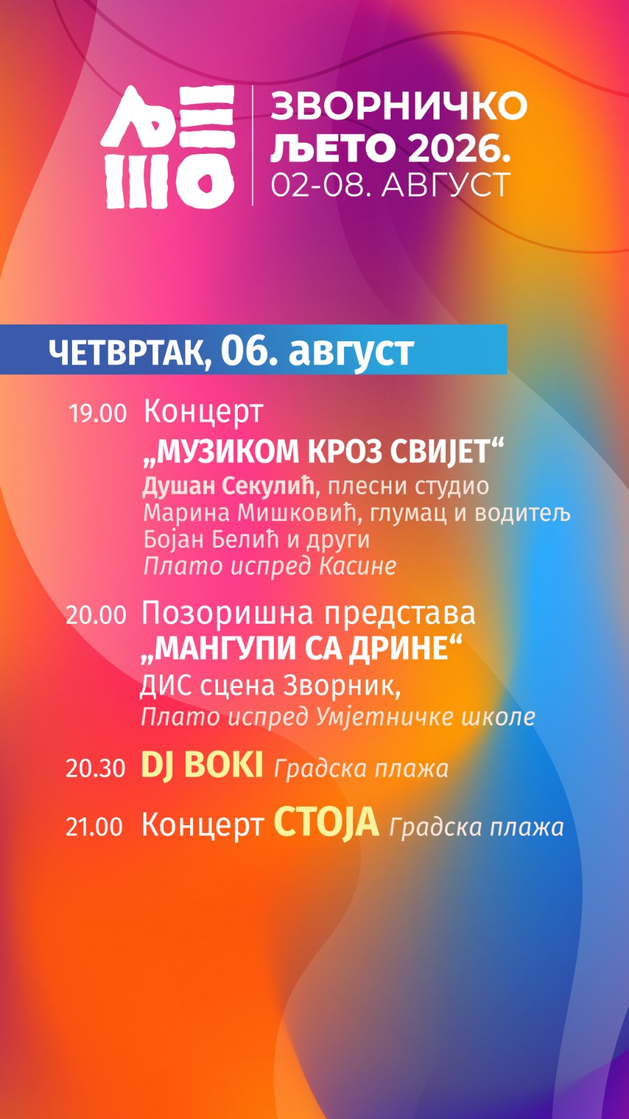 Peti dan „Zvorničkog ljeta“ donosi bogat program: Muzika, pozorište i koncert Stoje