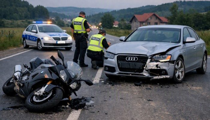 Dvije osobe povrijeđene u sudaru Audija i motocikla kod Pilice