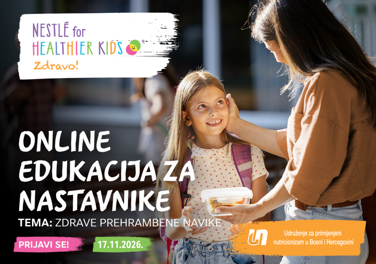 Nastavnici mogu unaprijediti znanje o zdravoj prehrani djece: Online edukacija programa „Zdravo!“ 17. novembra
